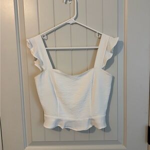 Altar'd State White Flutter Sleeve Crop Top